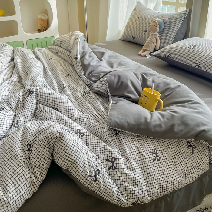 91家纺网 家纺一手货源 找家纺 仟网汇 2025新款针织双层纱AB版四件套 如初