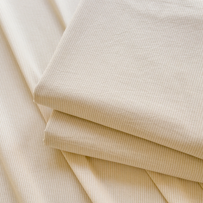 91家纺网 家纺一手货源 找家纺 柠萌家居 2025新款无印风全棉色织A类母婴级纯棉水洗棉床单 米极细条