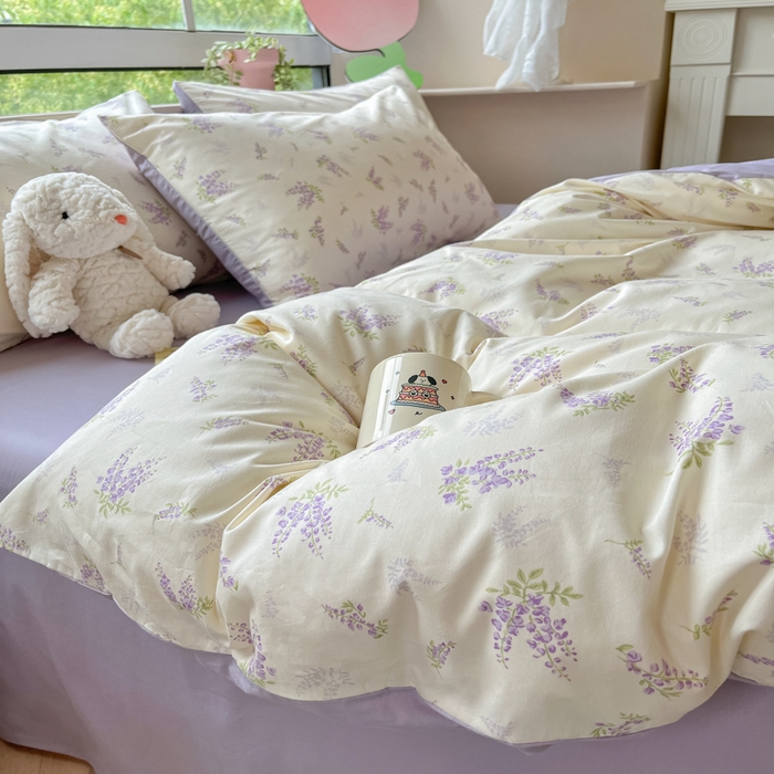 91家纺网 家纺一手货源 找家纺 柠馨 2025新款13372全棉印花四件套 浅薇