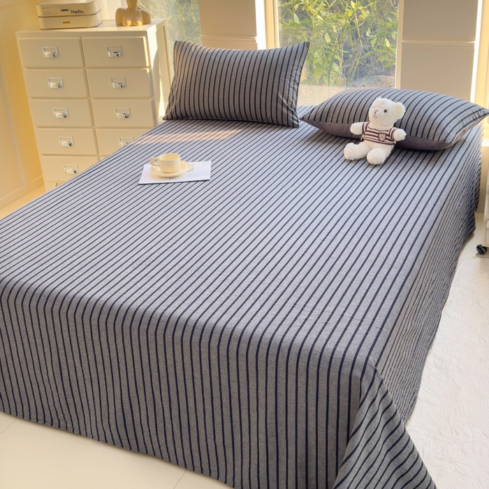 91家纺网 家纺一手货源 找家纺 （总）柠萌家居 2025新款无印风全棉色织A类母婴级纯棉水洗棉床单