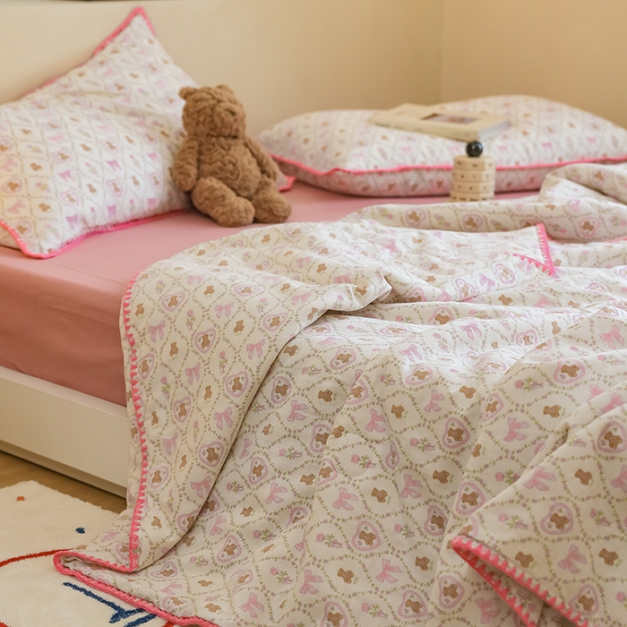 91家纺网 家纺一手货源 找家纺 买家秀 爆款不断货A类母婴级双层纱大豆被子春秋被秋冬被大豆纤维被子被芯空调被20%大豆被子夏被夏凉被 芭比熊