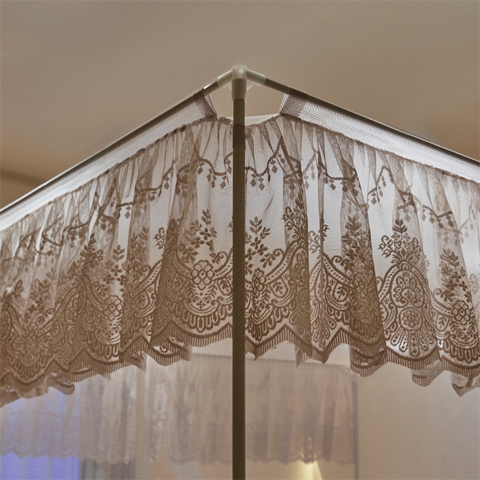 91家纺网 家纺一手货源 找家纺 青竹苑 2025新款花边TU拉链外穿全底坐床蚊帐 月光灰