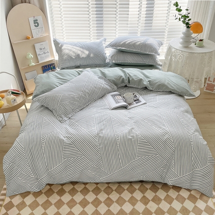 柠馨 2025新款13372全棉学生三件套单人宿舍三件套四件套 编织生活-绿