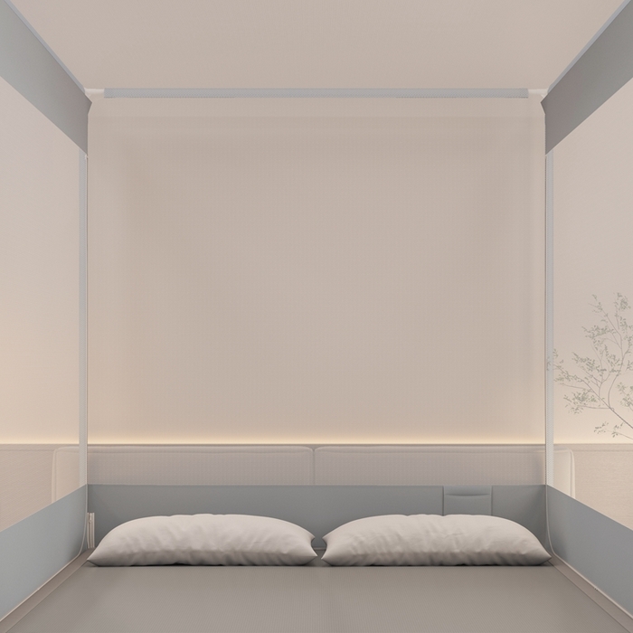 91家纺网 家纺一手货源 找家纺 （总）青竹苑 2025新款双门全底外穿坐床式蚊帐儿童防摔防蚊拉链方帐