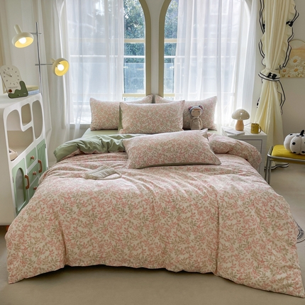 91家纺网 家纺一手货源 找家纺 仟网汇 2025新款针织双层纱AB版四件套 美嘉