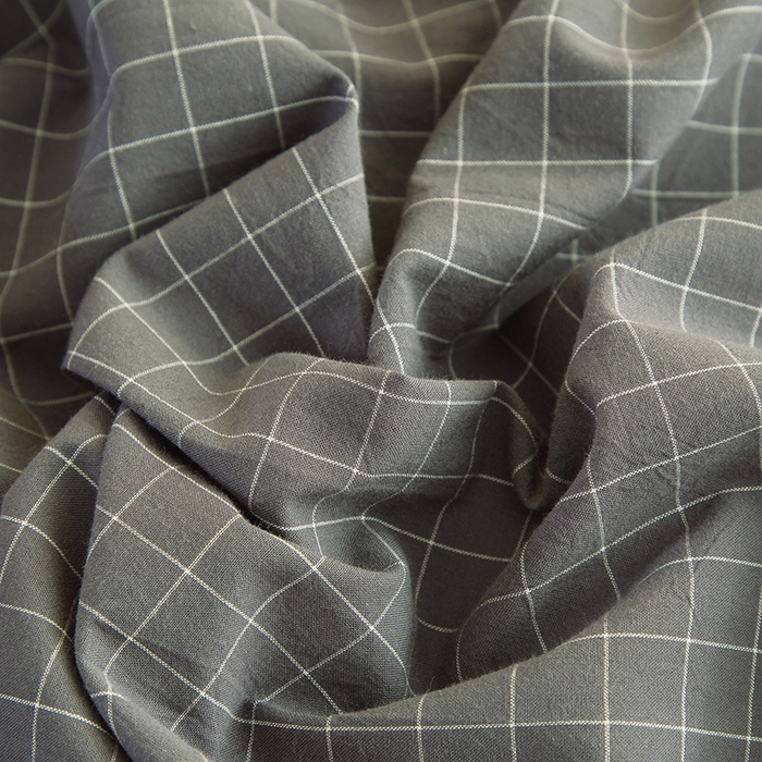 91家纺网 家纺一手货源 找家纺 柠萌家居 2025新款无印风全棉色织A类母婴级纯棉水洗棉床单 灰小格