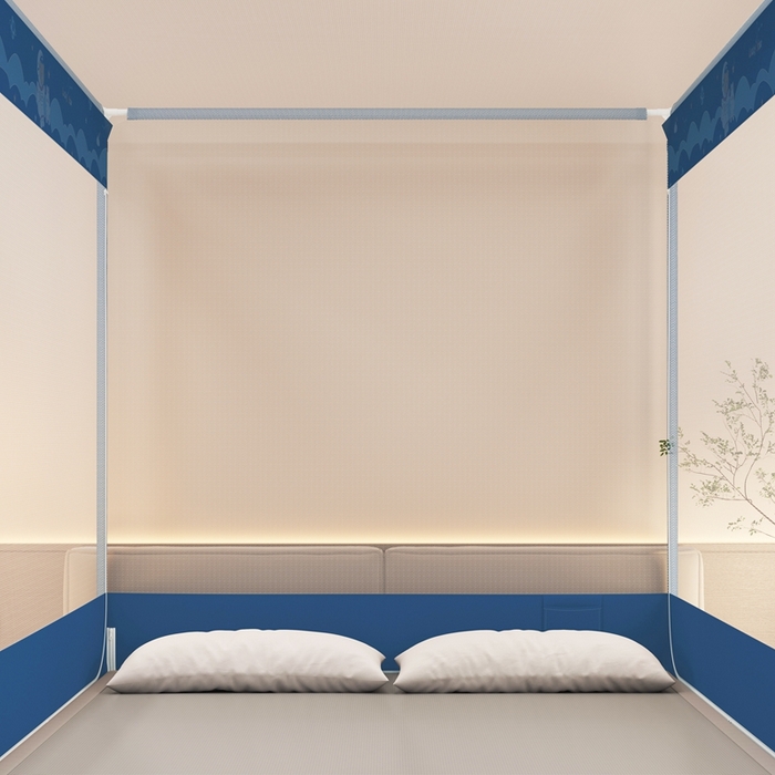 91家纺网 家纺一手货源 找家纺 青竹苑 2025新款双门全底外穿坐床式蚊帐儿童防摔防蚊拉链方帐 卡通-太空漫步