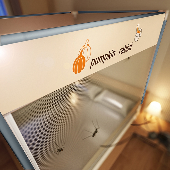 91家纺网 家纺一手货源 找家纺 青竹苑 2025新款烫画外穿防摔坐床蚊帐 南瓜兔兔