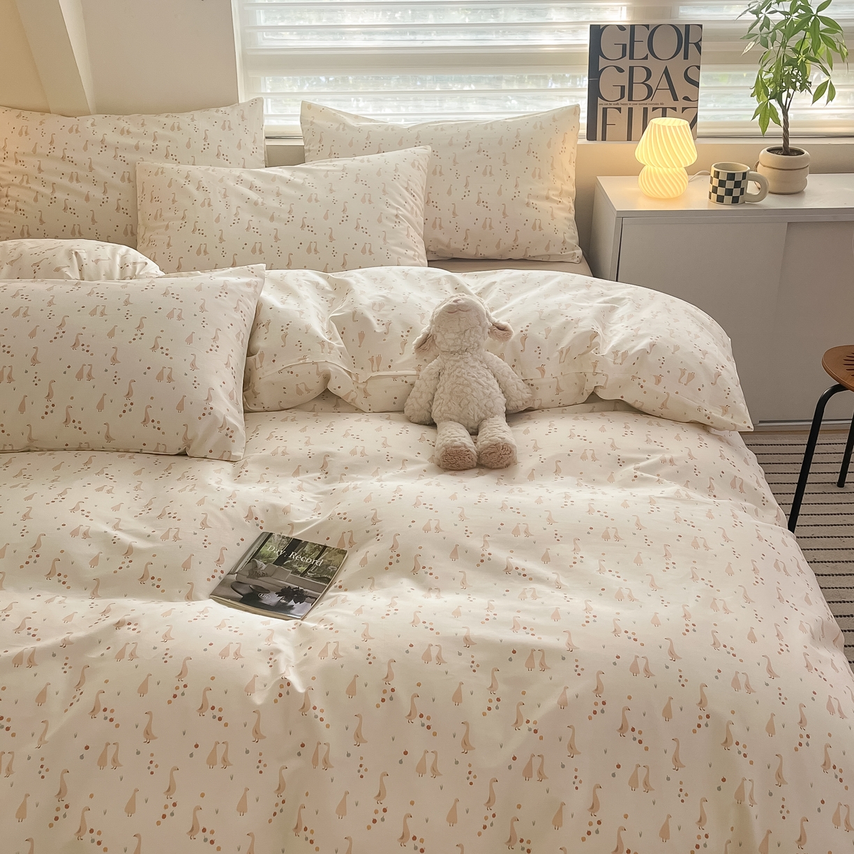 91家纺网 家纺一手货源 找家纺 柠馨 2025新款13372全棉床单床笠枕套被套单品系列-单被套 鹅摆摆