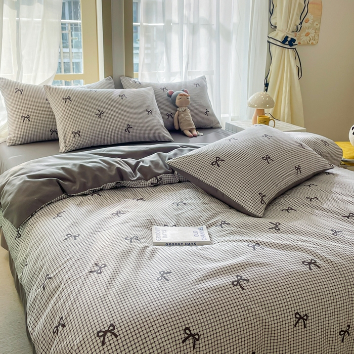 91家纺网 家纺一手货源 找家纺 仟网汇 2025新款针织双层纱AB版四件套 如初