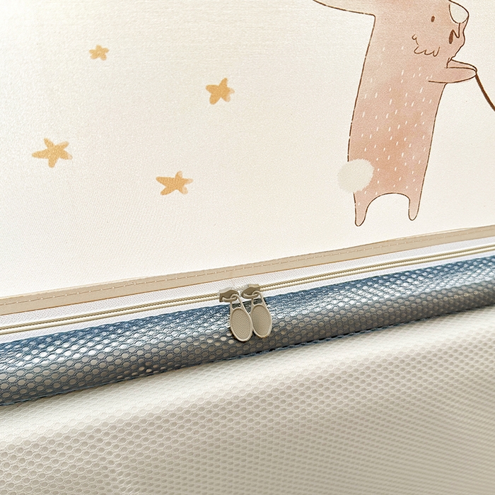 91家纺网 家纺一手货源 找家纺 青竹苑 2025新款三门大版上下布印花外穿坐床蚊帐床笠式防摔方帐 丛林生活