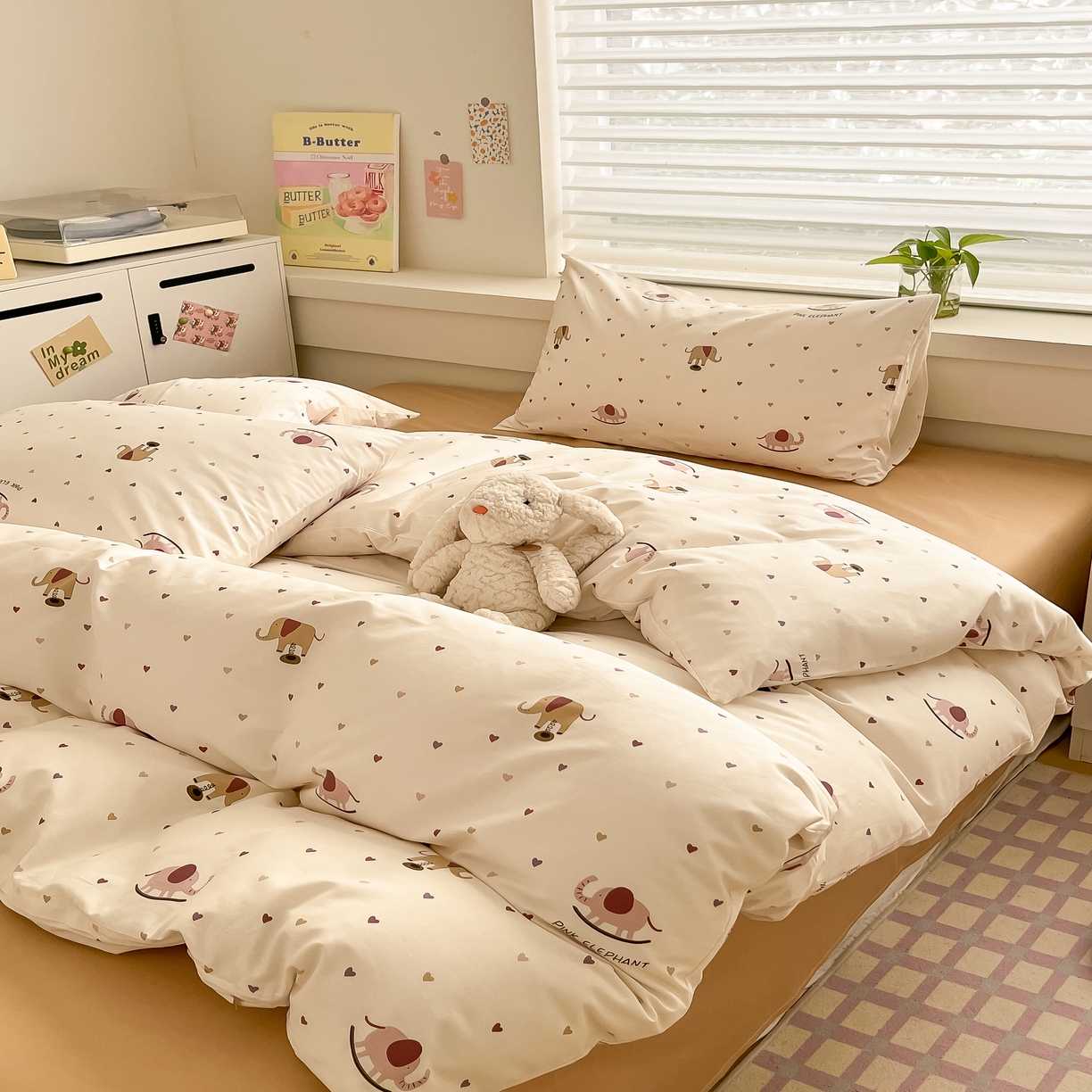 91家纺网 家纺一手货源 找家纺 柠馨 2025新款13372全棉床单床笠枕套被套单品系列-单被套 小象乐园