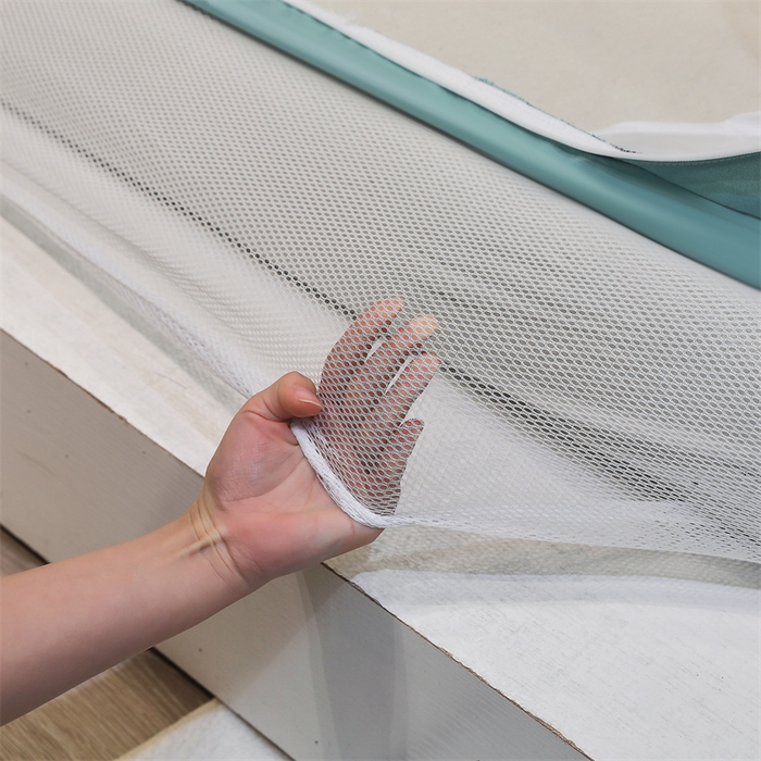 91家纺网 家纺一手货源 找家纺 青竹苑 2025新款双层雪纺边回底外穿坐床 空青色