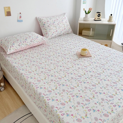 柠馨 2025新款13372全棉床单床笠枕套被套单品系列-单床笠 枝枝桃桃