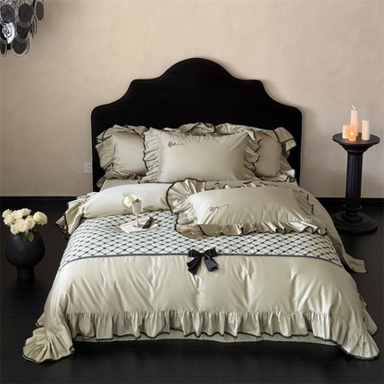 佳汐蓝家纺 2025新款100支澳棉韩式小花边四件套-柚园 柚园-绿色