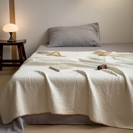 席世家四层纱布毯 米白