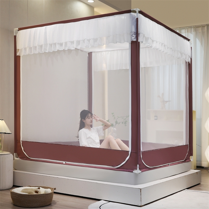 91家纺网 家纺一手货源 找家纺 青竹苑 2025新款双层雪纺边回底外穿坐床 太妃紫