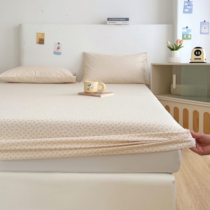 91家纺网 家纺一手货源 找家纺 柠馨 2025新款13372全棉床单床笠枕套被套单品系列-单床笠 淡若烟云