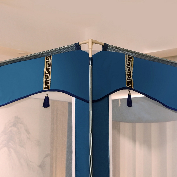 91家纺网 家纺一手货源 找家纺 青竹苑 2025新款外穿中式坐床全底防摔蚊帐 清茵绿