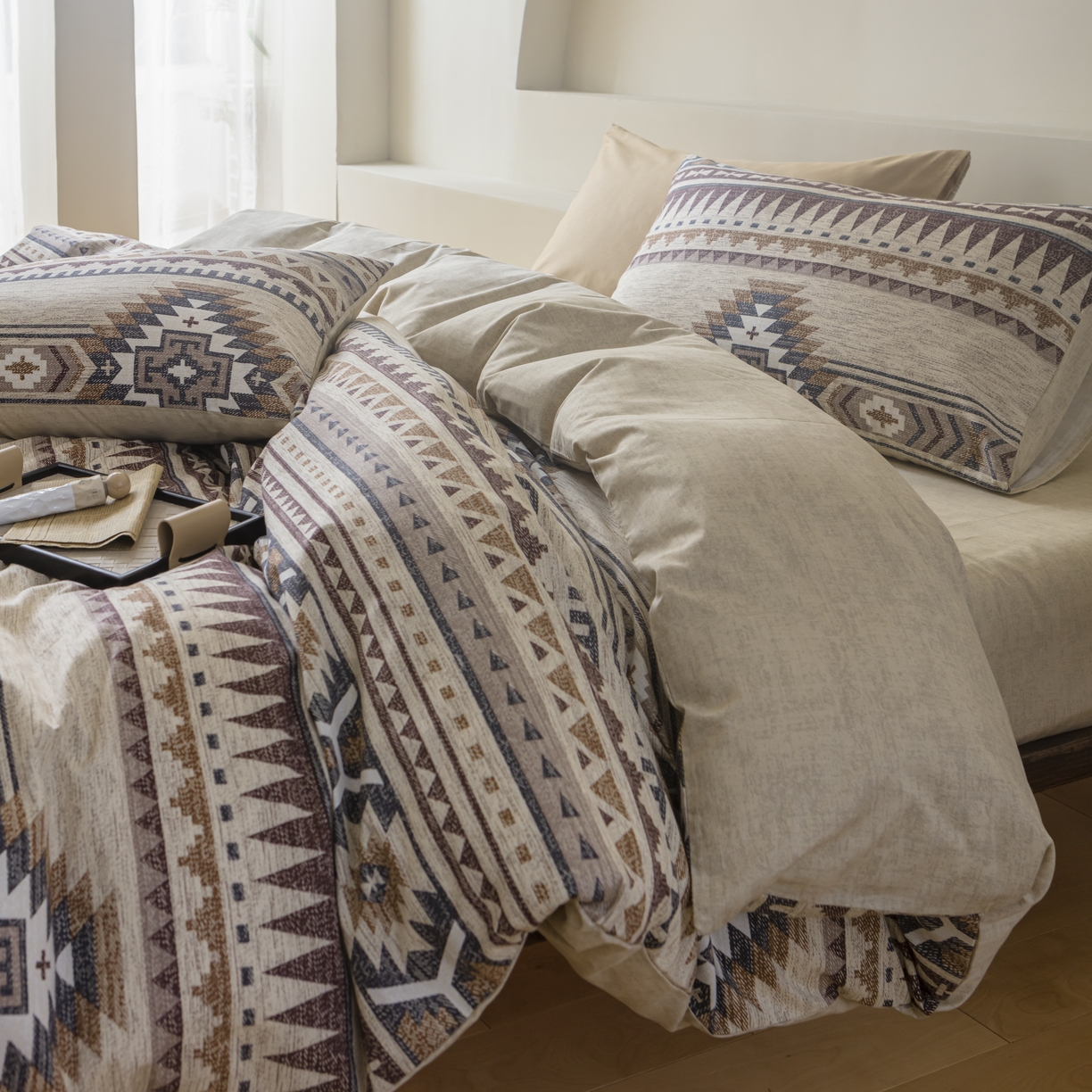 91家纺网 家纺一手货源 找家纺 柠馨 2025新款13372全棉床单床笠枕套被套单品系列-单被套 波西米亚