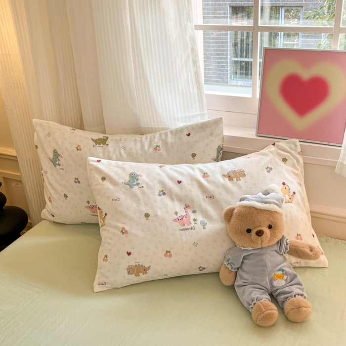 91家纺网 家纺一手货源 找家纺 博雅 2025新款全棉A类双层纱四件套 萌趣龙宝