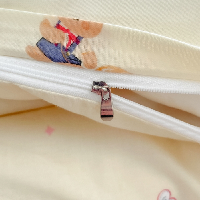 91家纺网 家纺一手货源 找家纺 博雅 2025新款全棉A类双层纱四件套 黄油小熊