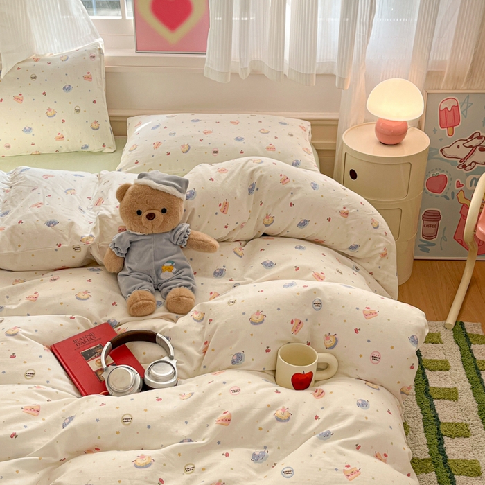 91家纺网 家纺一手货源 找家纺 博雅 2025新款全棉A类双层纱四件套 奶油蛋糕