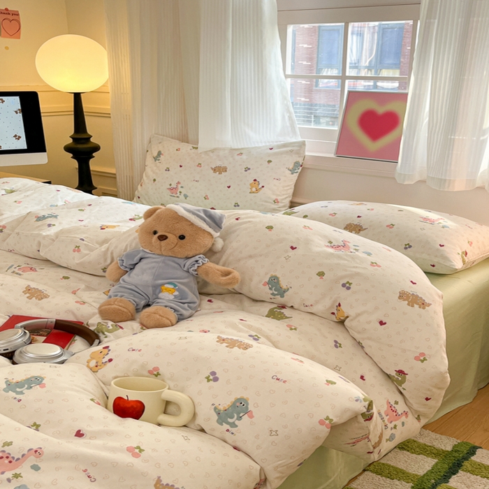 91家纺网 家纺一手货源 找家纺 博雅 2025新款全棉A类双层纱四件套 萌趣龙宝