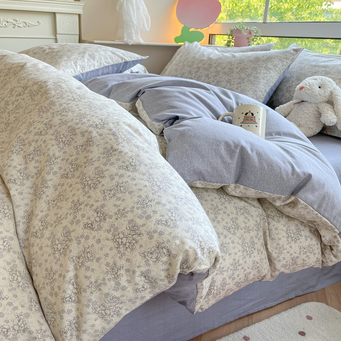 91家纺网 家纺一手货源 找家纺 柠馨 2025新款13372全棉学生三件套单人宿舍三件套四件套 忆南