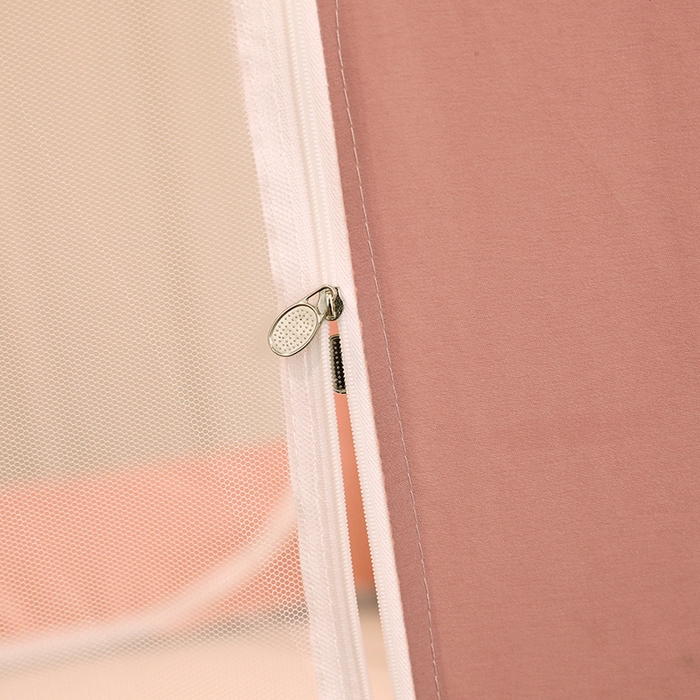 91家纺网 家纺一手货源 找家纺 青竹苑 2025新款外穿中式坐床全底防摔蚊帐 粉玉色