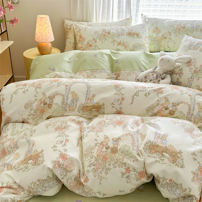 91家纺网 家纺一手货源 找家纺 名兮家居 2025年新款13372全棉印花四件套-卡通系列 菲尔庄园