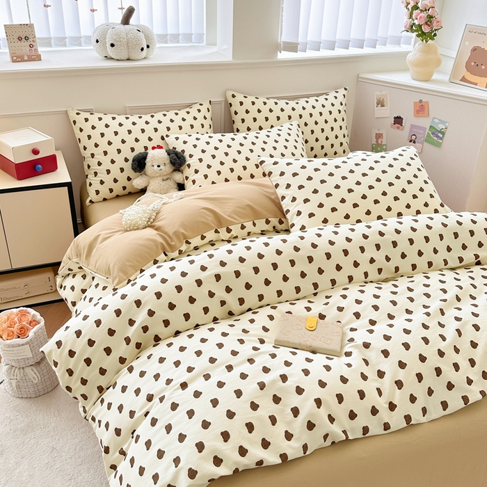 91家纺网 家纺一手货源 找家纺 柠馨 2025新款13372全棉印花四件套 卡夫小熊