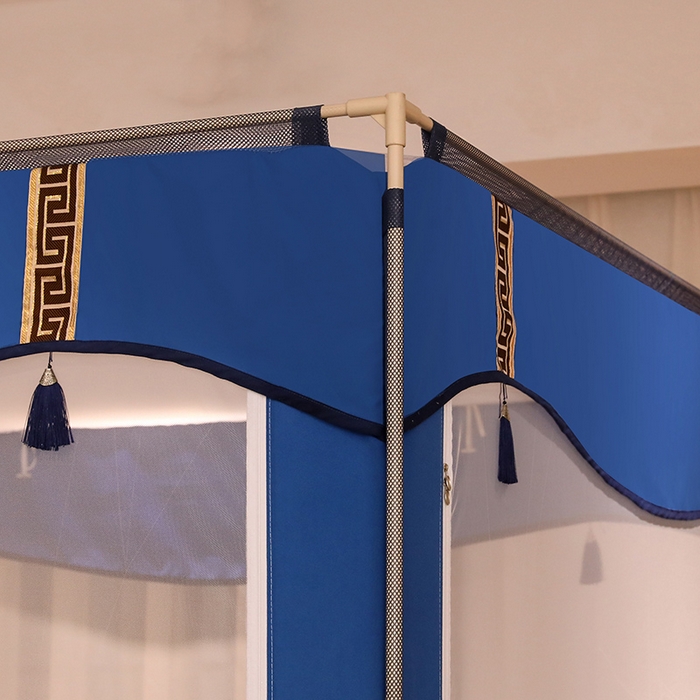 91家纺网 家纺一手货源 找家纺 青竹苑 2025新款外穿中式坐床全底防摔蚊帐 宝石蓝