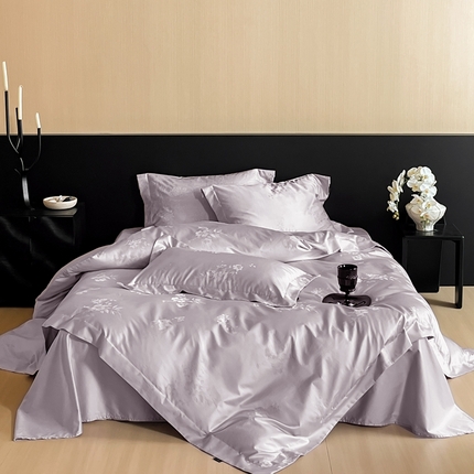 窝米 2025春季新品100支长绒棉轻奢提花四件套系列 蜜香-紫烟