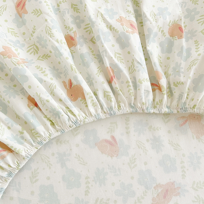 91家纺网 家纺一手货源 找家纺 柠馨 2025新款13372全棉床单床笠枕套被套单品系列-单床笠 欢乐兔