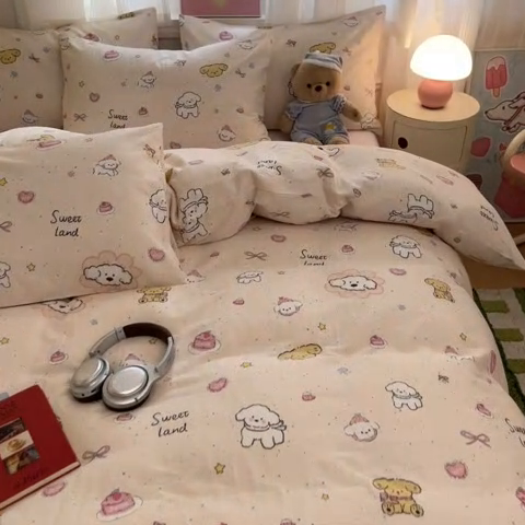 91家纺网 家纺一手货源 找家纺 （总）博雅 2025新款全棉A类双层纱四件套