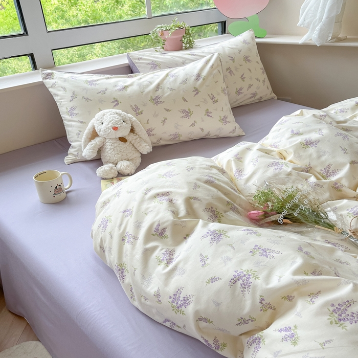 91家纺网 家纺一手货源 找家纺 柠馨 2025新款13372全棉印花四件套 浅薇