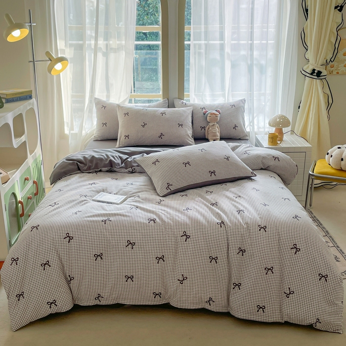 91家纺网 家纺一手货源 找家纺 仟网汇 2025新款针织双层纱AB版四件套 如初