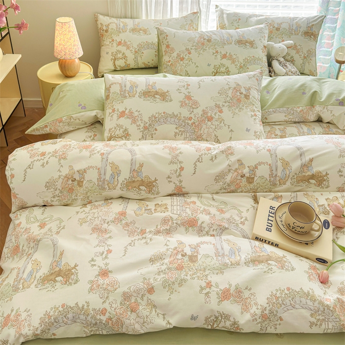 91家纺网 家纺一手货源 找家纺 名兮家居 2025年新款13372全棉印花四件套-卡通系列 菲尔庄园