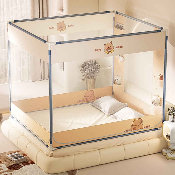 91家纺网 家纺一手货源 找家纺 青竹苑 2025新款口袋款外穿防摔坐床蚊帐 卡皮巴拉