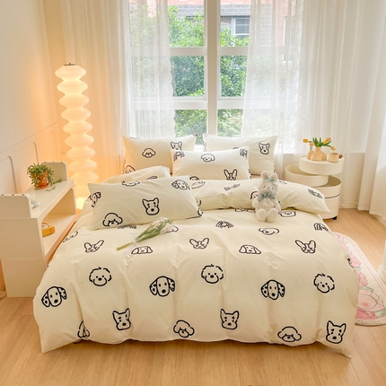 柠馨 2025新款13372全棉床单床笠枕套被套单品系列-单被套 小甜狗