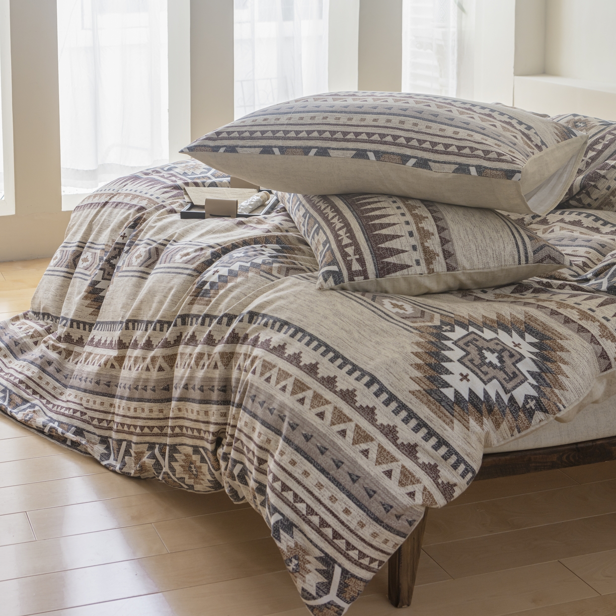 91家纺网 家纺一手货源 找家纺 柠馨 2025新款13372全棉床单床笠枕套被套单品系列-单被套 波西米亚