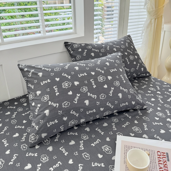 91家纺网 家纺一手货源 找家纺 柠馨 2025新款13372全棉床单床笠枕套被套单品系列-单床笠 百变小熊喵