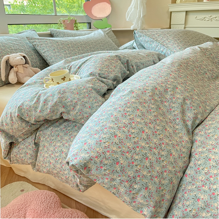 91家纺网 家纺一手货源 找家纺 柠馨 2025新款13372全棉床单床笠枕套被套单品系列-单被套 如曼