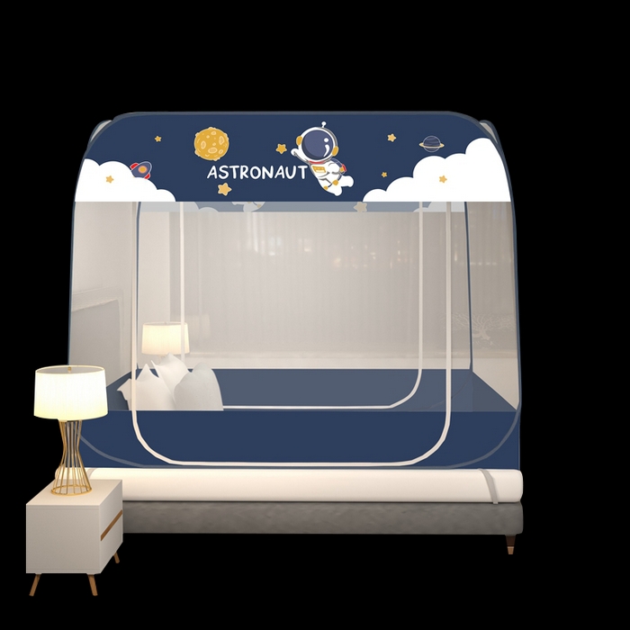 91家纺网 家纺一手货源 找家纺 青竹苑 2025新款免安装大顶魔术蚊帐布三角款 宇航员