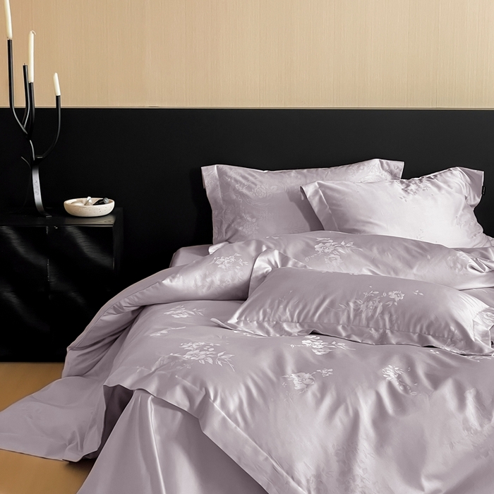 91家纺网 家纺一手货源 找家纺 窝米 2025春季新品100支长绒棉轻奢提花四件套系列 蜜香-紫烟