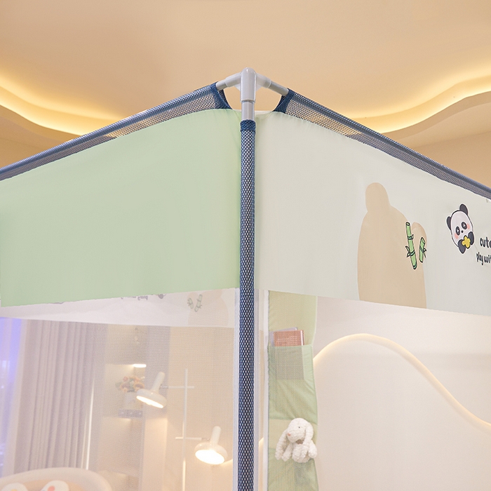 91家纺网 家纺一手货源 找家纺 青竹苑 2025新款口袋款外穿防摔坐床蚊帐 可爱熊猫