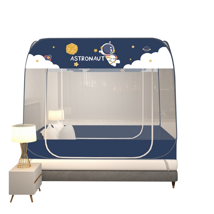 91家纺网 家纺一手货源 找家纺 青竹苑 2025新款免安装大顶魔术蚊帐布三角款 宇航员