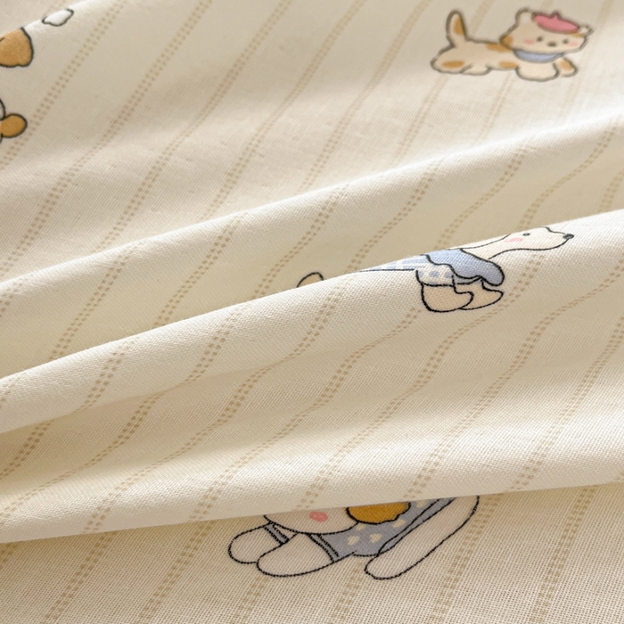 91家纺网 家纺一手货源 找家纺 博雅 2025新款全棉A类双层纱四件套 哈哈狗