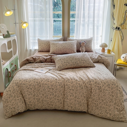 91家纺网 家纺一手货源 找家纺 仟网汇 2025新款针织双层纱AB版四件套 藤蔓